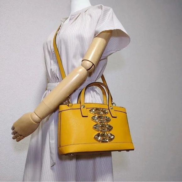 Henri Bendel Leather Hand Tote Shoulder Bag Bijou Camel With Crossbody Strap - Picture 15 of 15